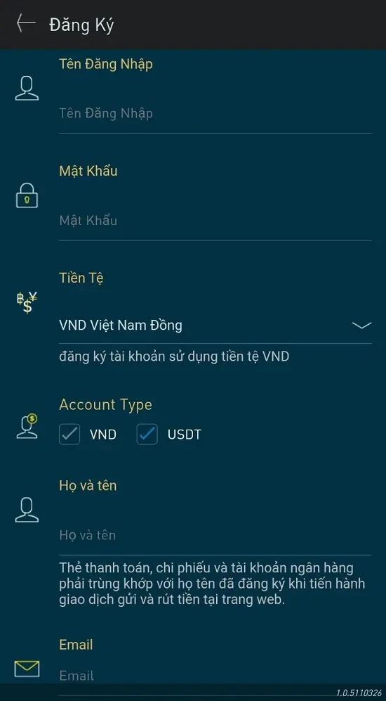cung cấp thông tin đăng ký tài khoản